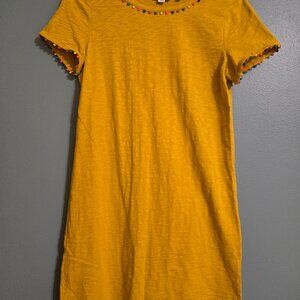 Yellow Boden pom t-shirt dress